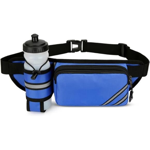 Fanny Pack with Water Bottle Holder, Blue - Picture 1 of 6